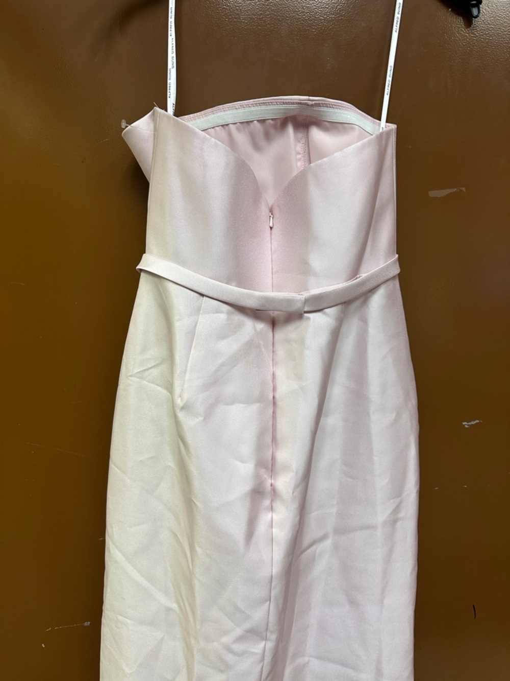Alfred Sung Strapless Bow Belt Satin Twill Column Gown Dress Size 2R - Picture 7 of 10
